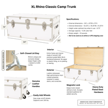 Load image into Gallery viewer, XL-Rhino-Classic-Camp-Trunk-Info-Graphic